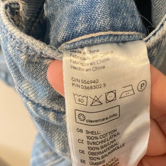 H&M Denim Overall Button Pinafore Dress in Light Wash Size 34/US 4 XS - Picture 14 of 14